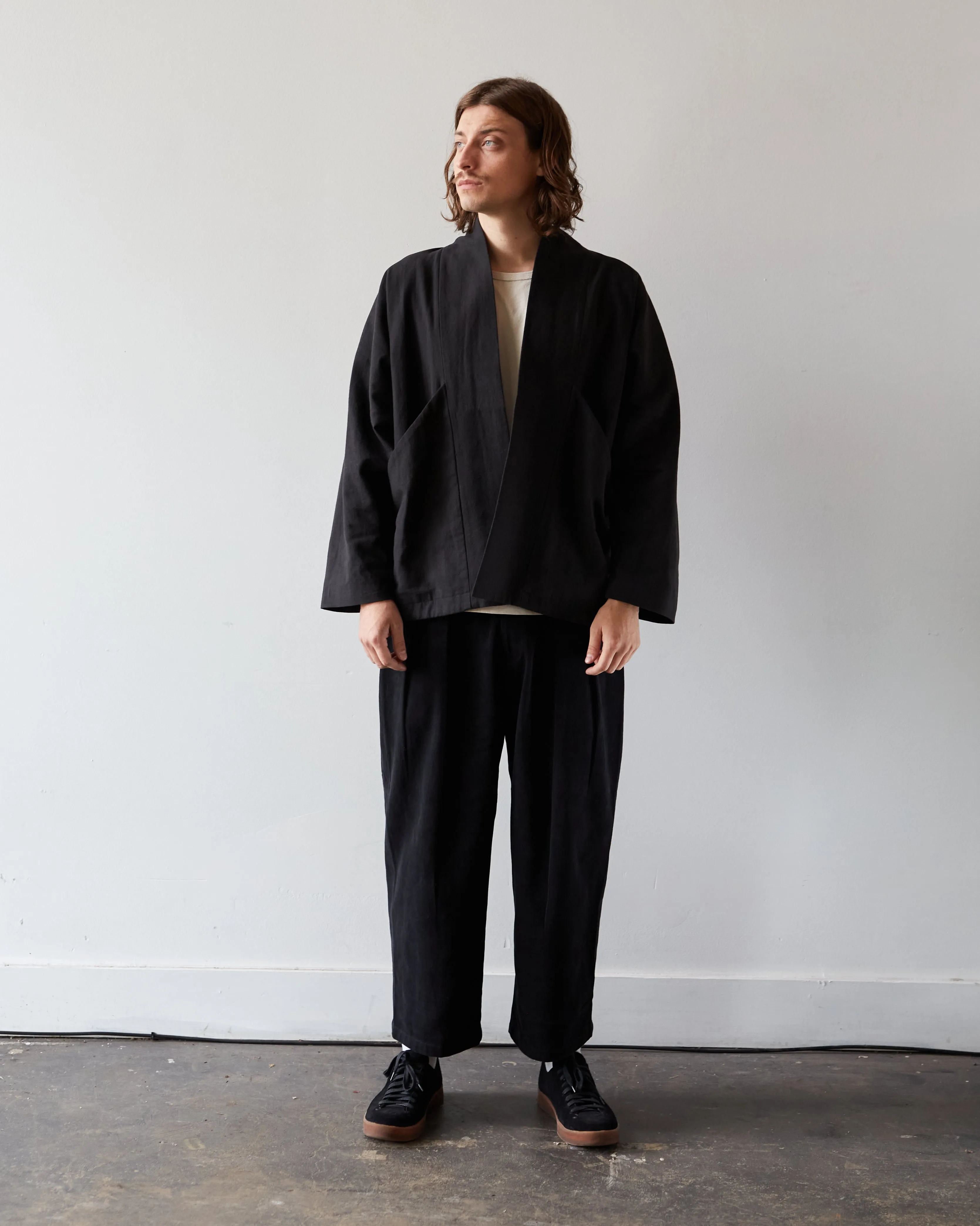 7115 Unisex Heavy Canvas Pleated Trouser, Black
