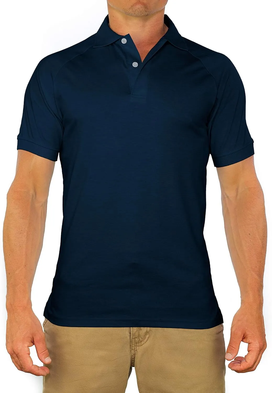 CC Perfect Slim Fit Polo Shirts for Men   Stretch | Breathable Sweat Wicking Short Sleeve Fitted Collared Mens Polo T Shirt