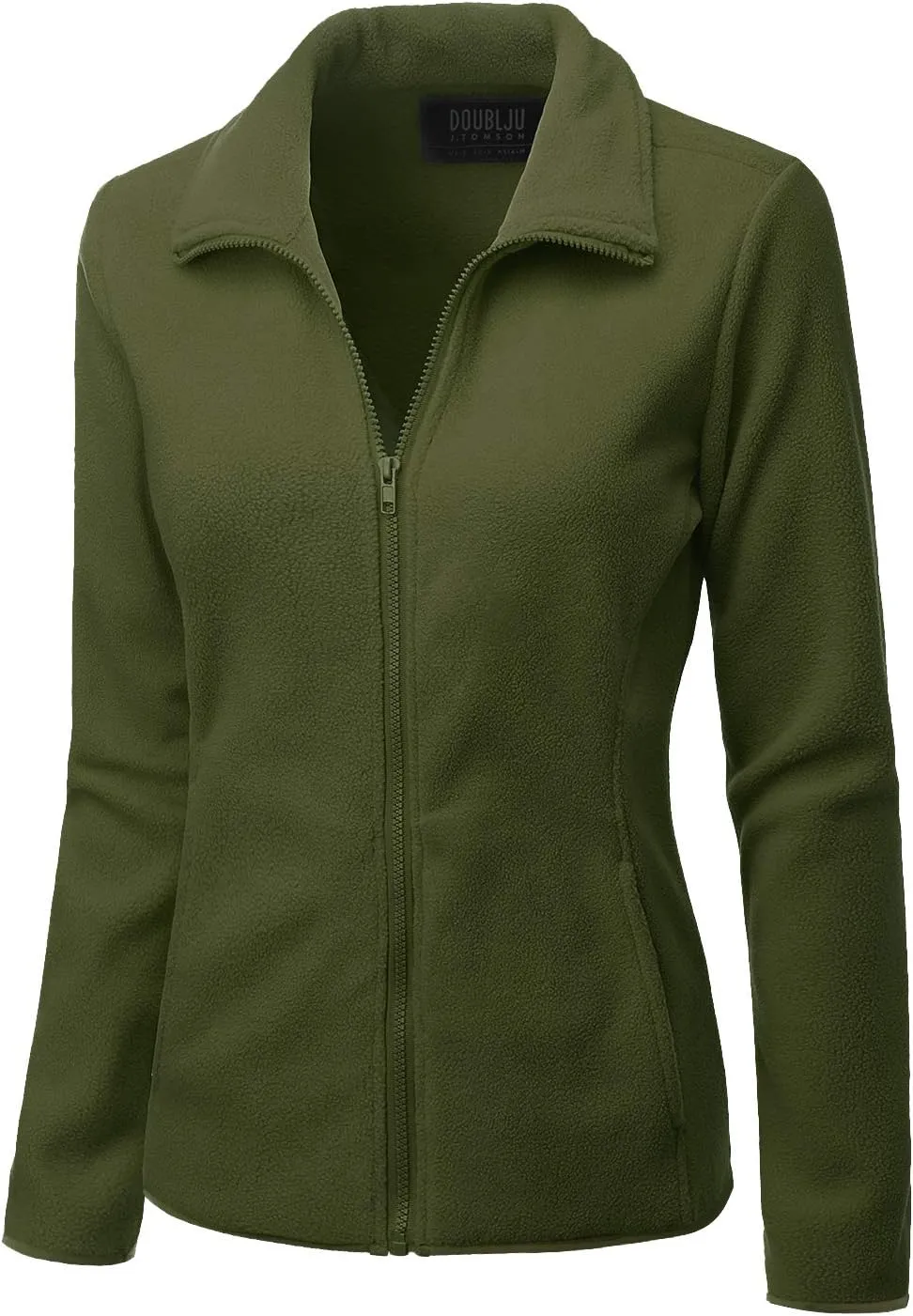 DOUBLJU Soft Polar Fleece Jacket Full Zip Long Sleeve with Side Pocket Casual Basic Lightweight Coat for Women with Plus Size