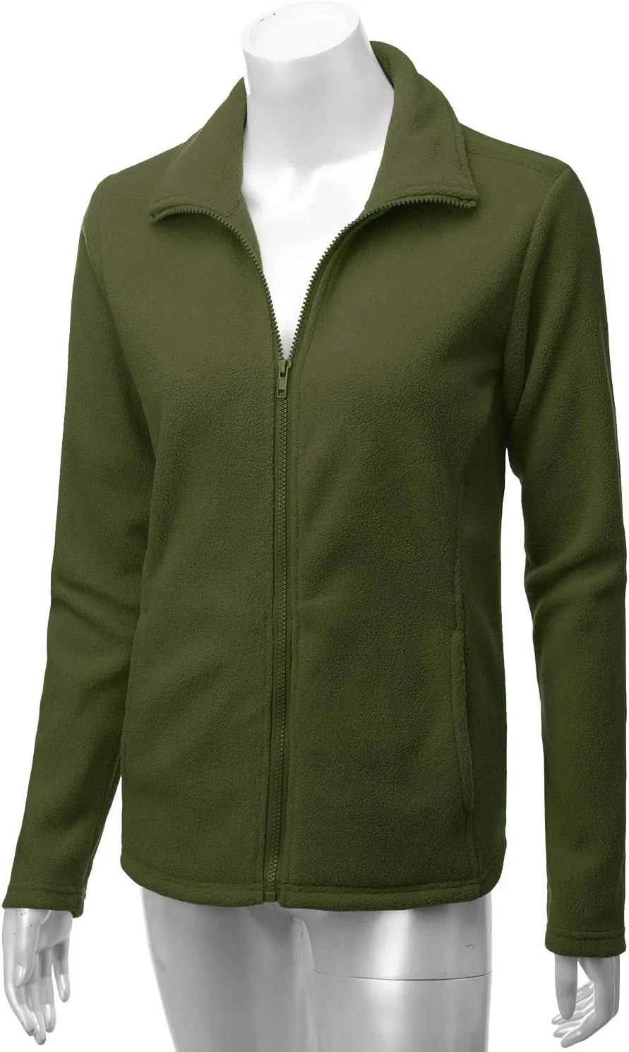 DOUBLJU Soft Polar Fleece Jacket Full Zip Long Sleeve with Side Pocket Casual Basic Lightweight Coat for Women with Plus Size