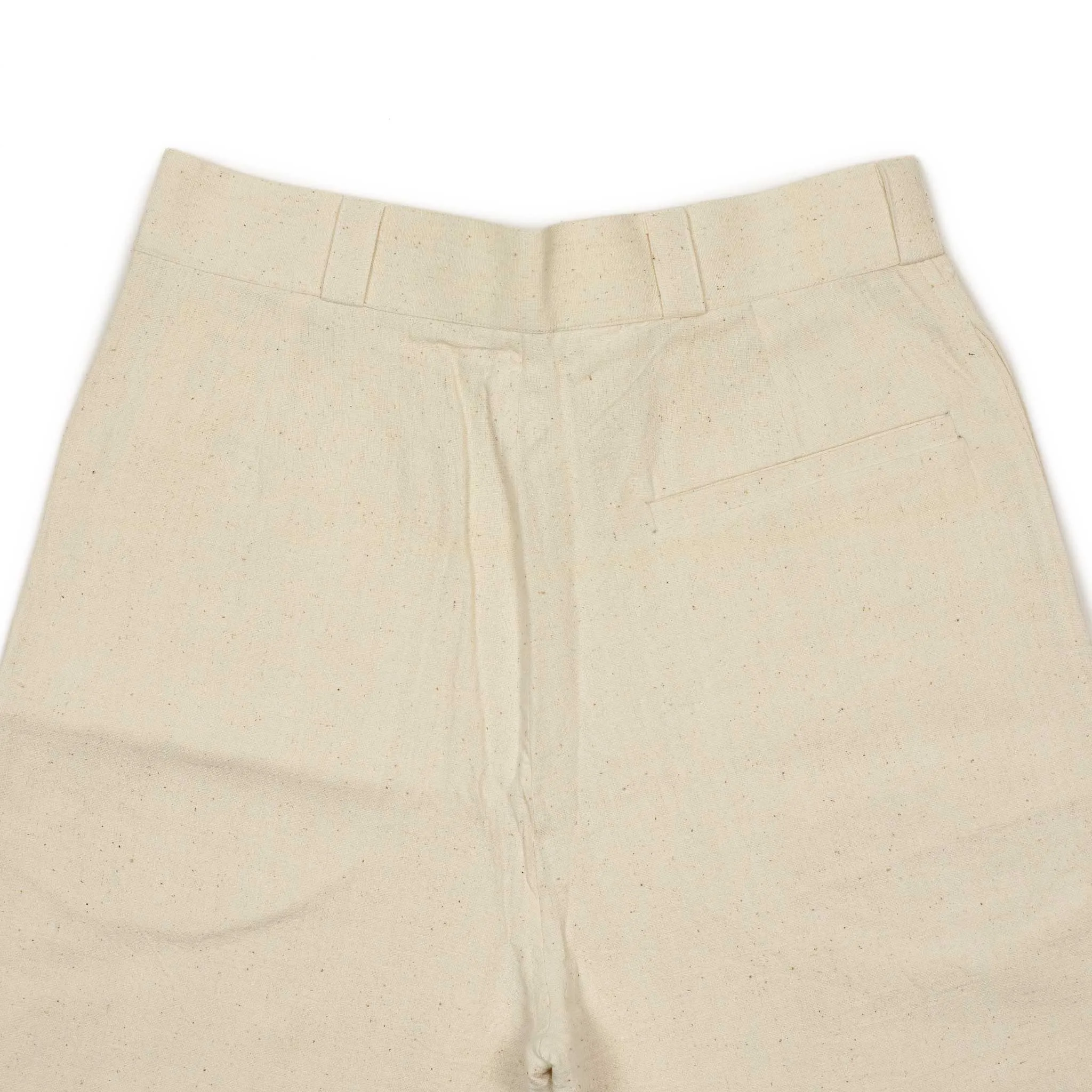Ferrara pleated straight leg trousers in natural Kala cotton