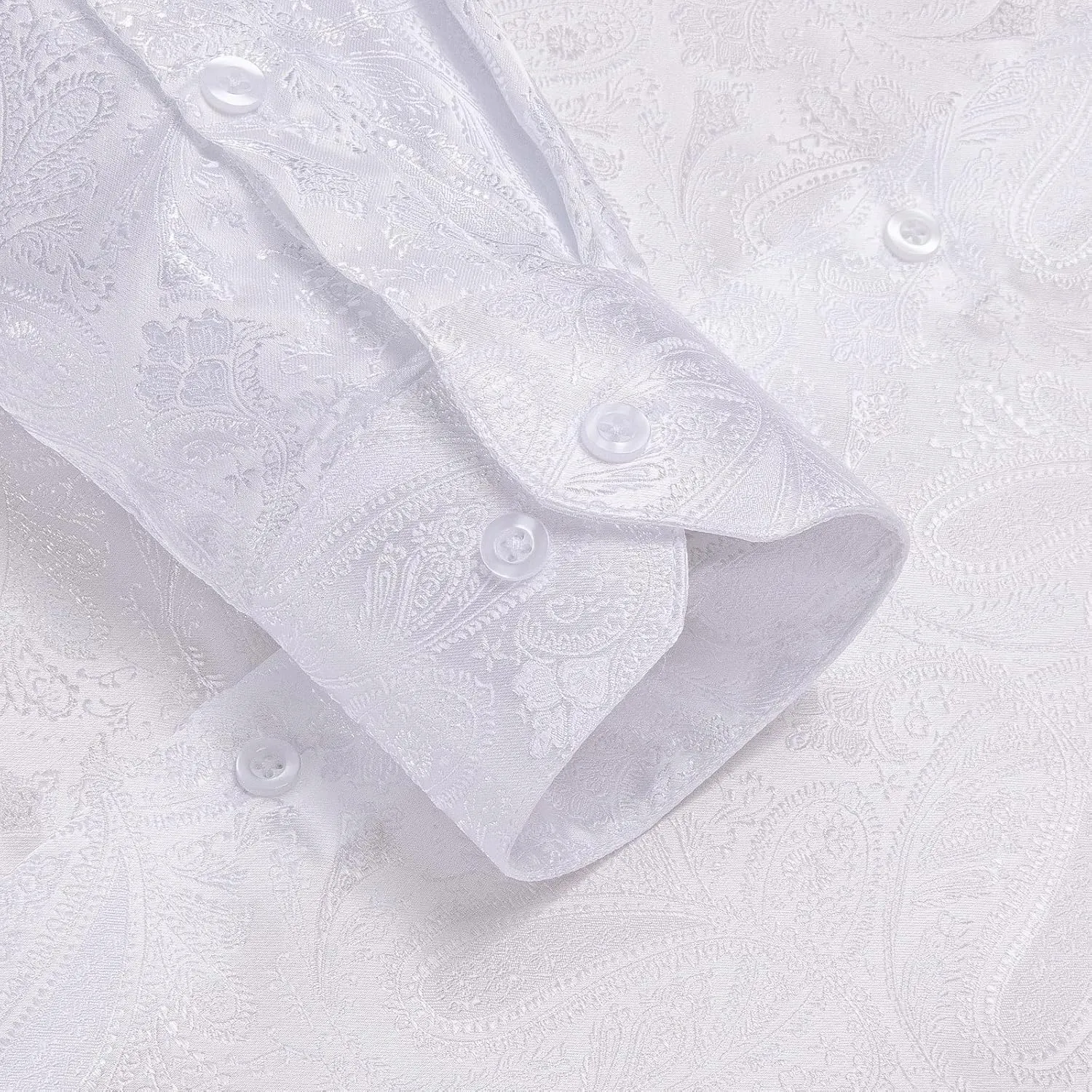 Hi-Tie Silk Mens Paisley Dress Shirts Casual Long Sleeve Button Down Regular Fit Shirts Formal Wedding Party Business
