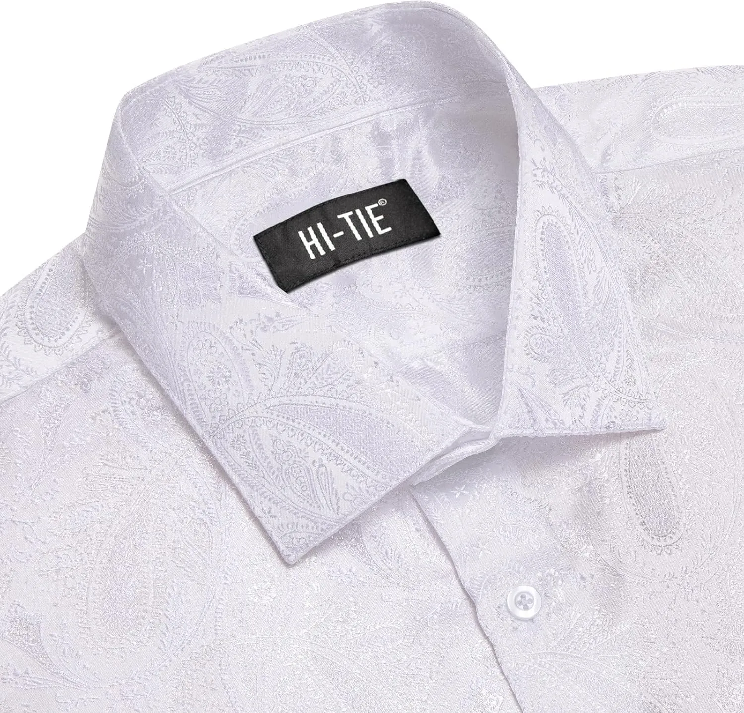 Hi-Tie Silk Mens Paisley Dress Shirts Casual Long Sleeve Button Down Regular Fit Shirts Formal Wedding Party Business