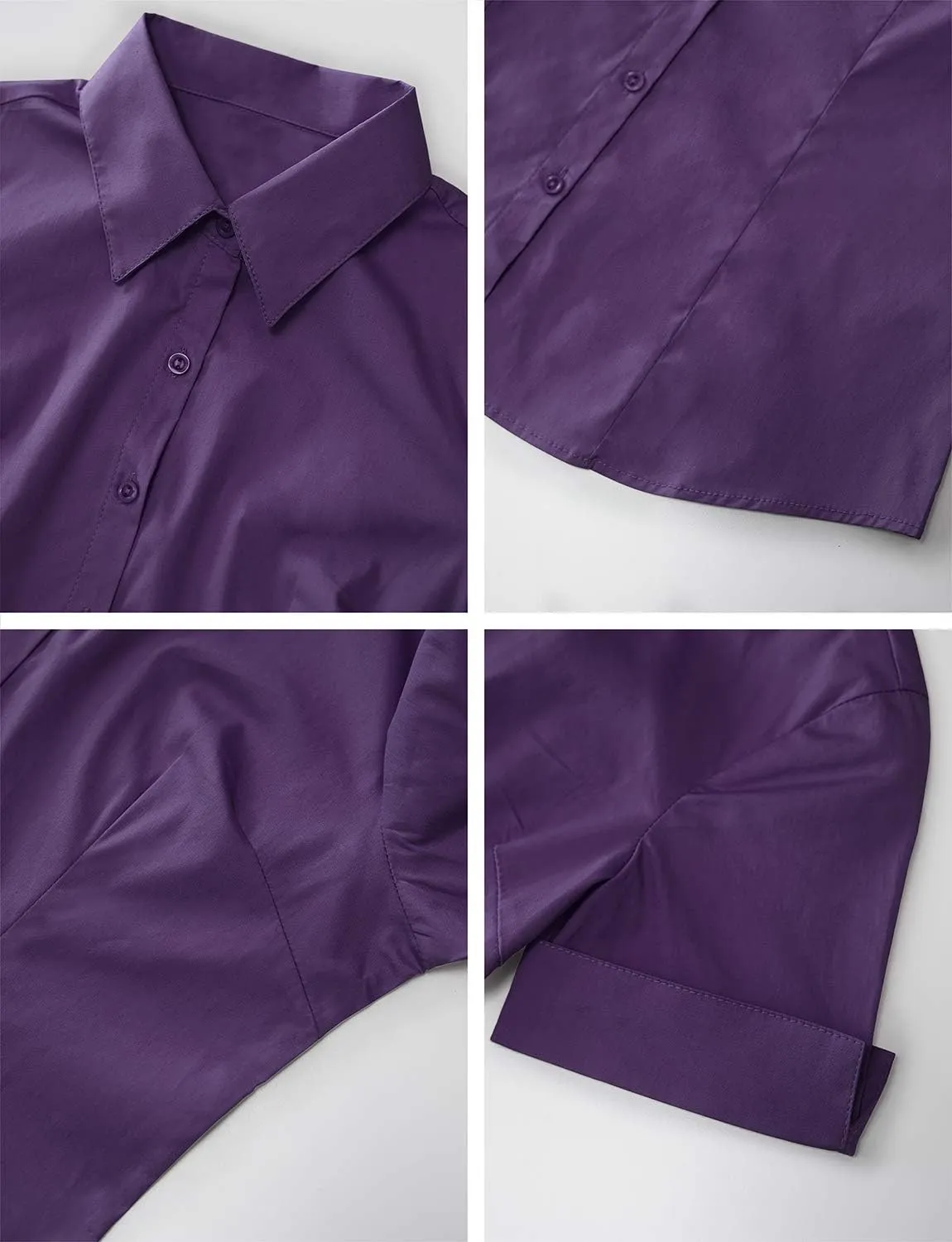 LE3NO Womens Tailored Short Sleeve Button Down Shirt with Stretch