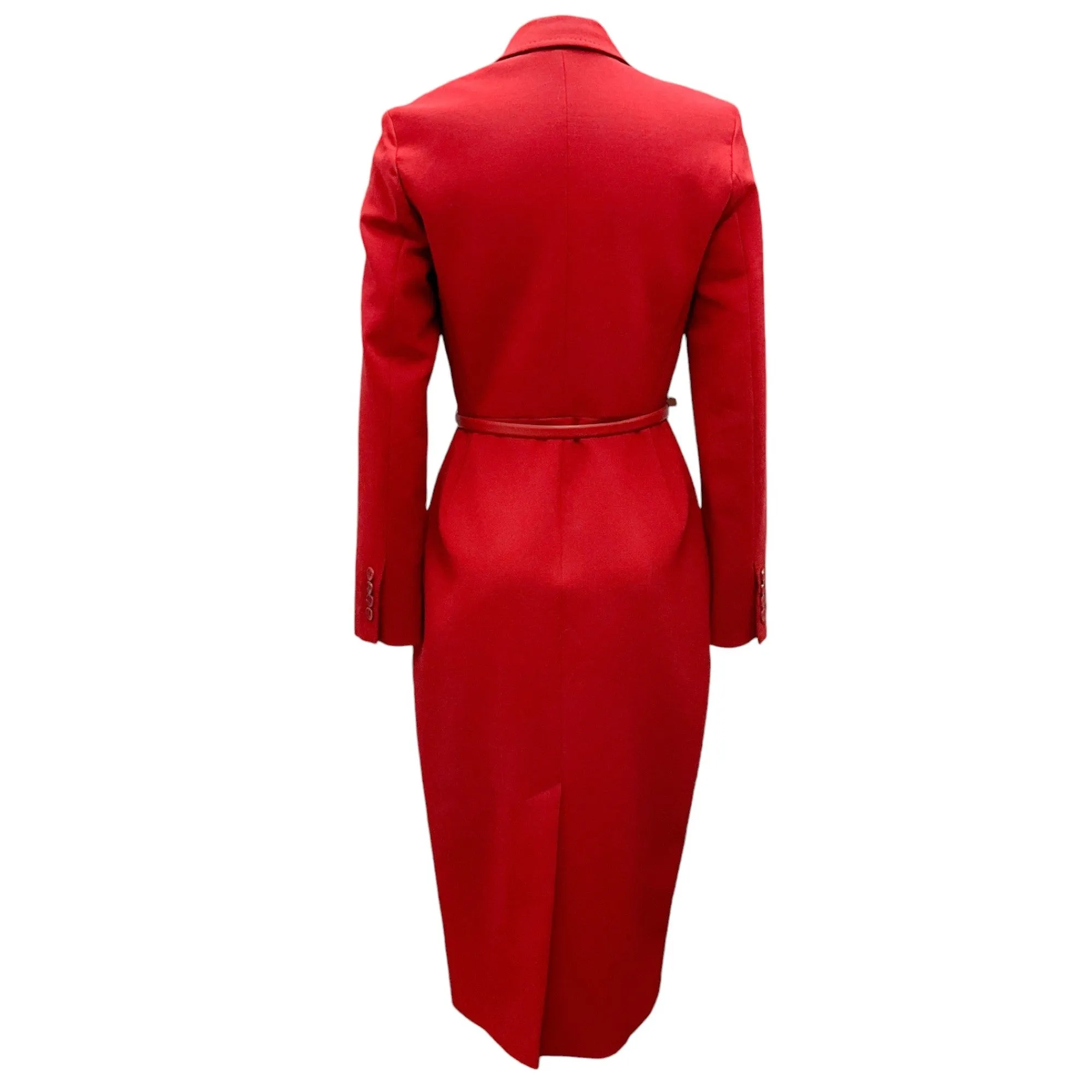 Max Mara Scarlet Belted Tailored Double Breasted Wool Califfo Dress