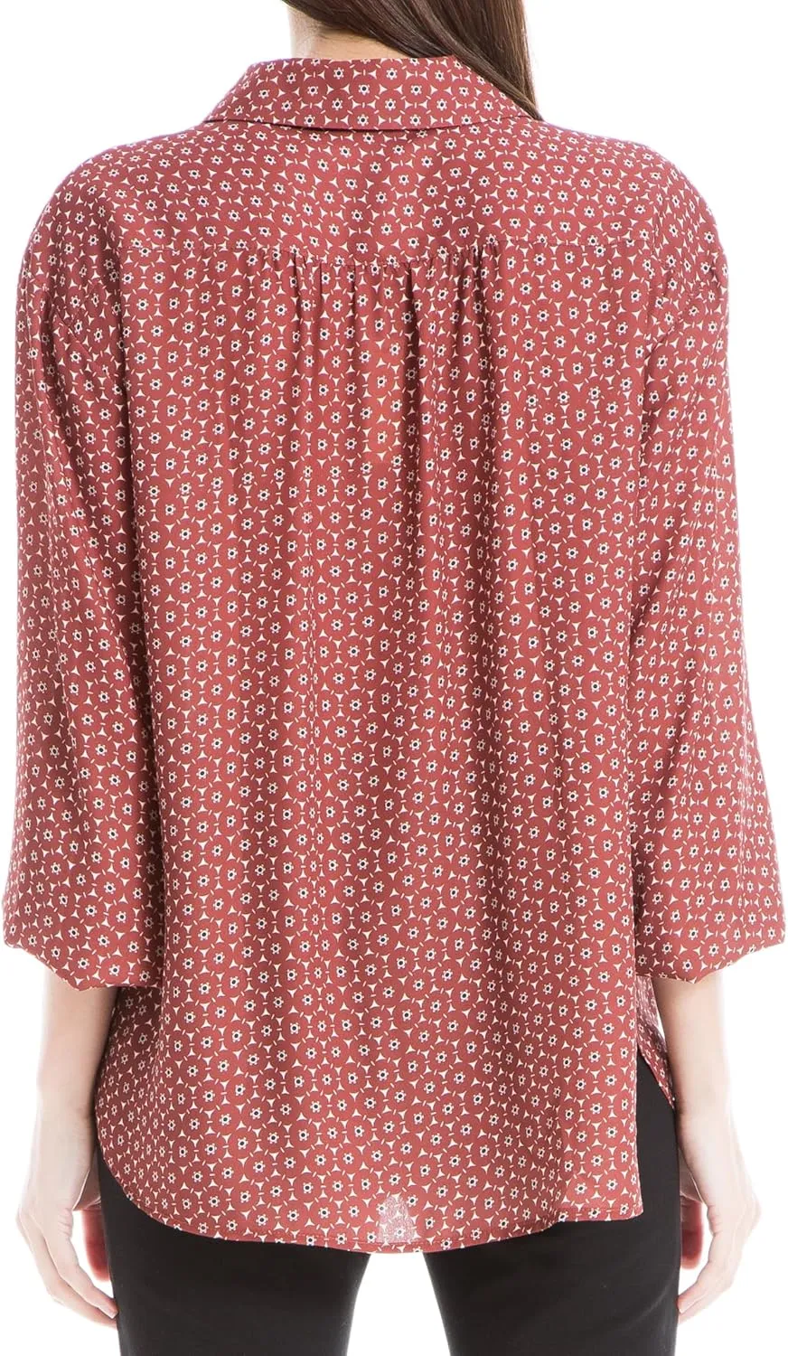Max Studio Women's Crepe 3/4 Sleeve Collar Shirt