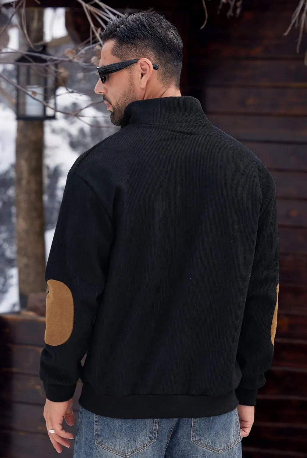 Mens Corduroy Fleece Lined Sweatshirts Long Sleeve Heavyweight Casual Button Pullover (S-XXL)