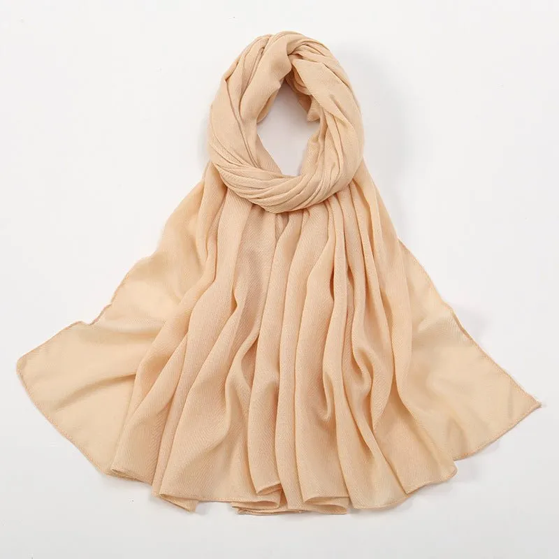 MH064 Breathable Cotton And Linen Herringbone Hijab