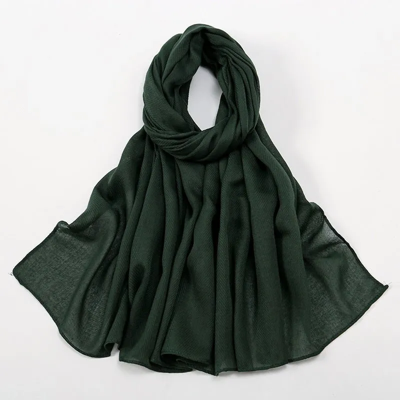 MH064 Breathable Cotton And Linen Herringbone Hijab
