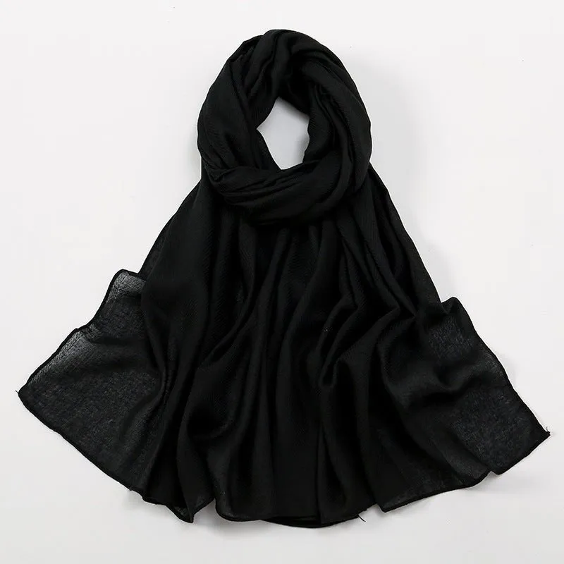 MH064 Breathable Cotton And Linen Herringbone Hijab