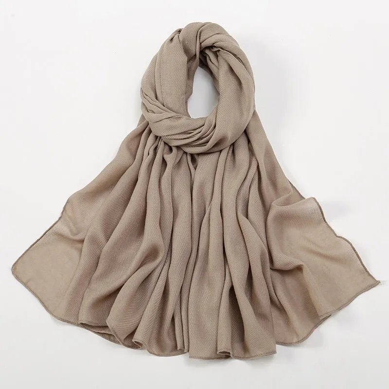 MH064 Breathable Cotton And Linen Herringbone Hijab