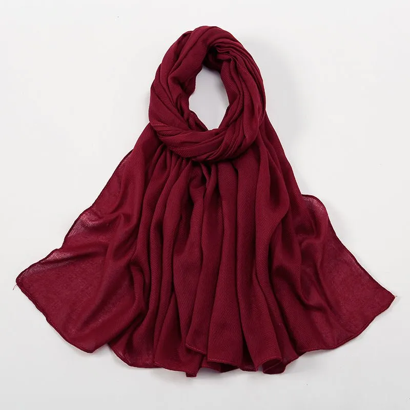 MH064 Breathable Cotton And Linen Herringbone Hijab