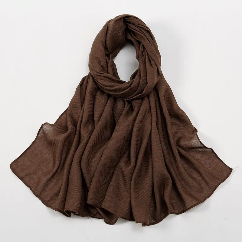 MH064 Breathable Cotton And Linen Herringbone Hijab