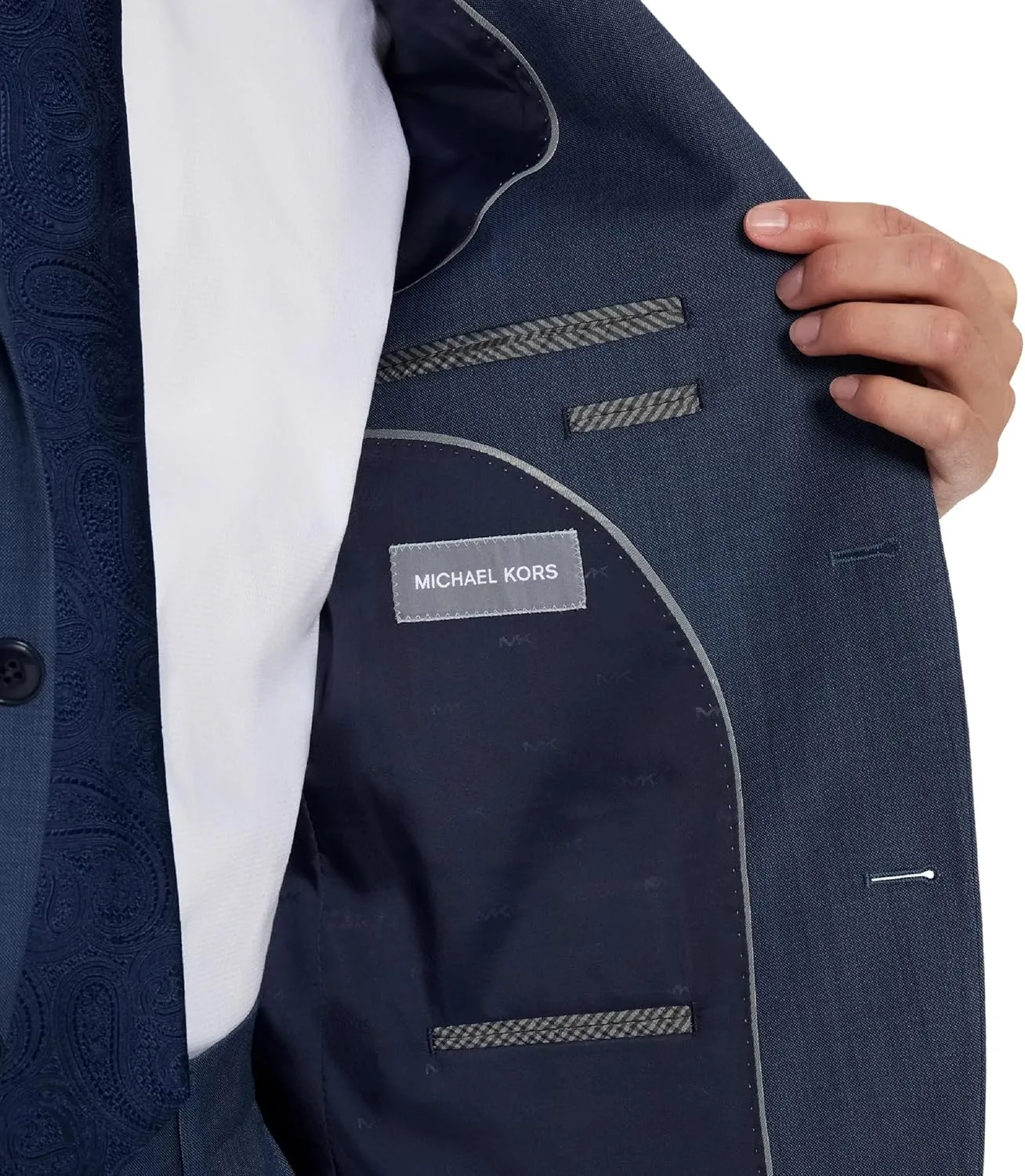 Michael Kors Mens 3-Piece Classic Fit Suit Separates | Blazer, Vest & Pants, Perfect for Weddings, Proms & Formal Events