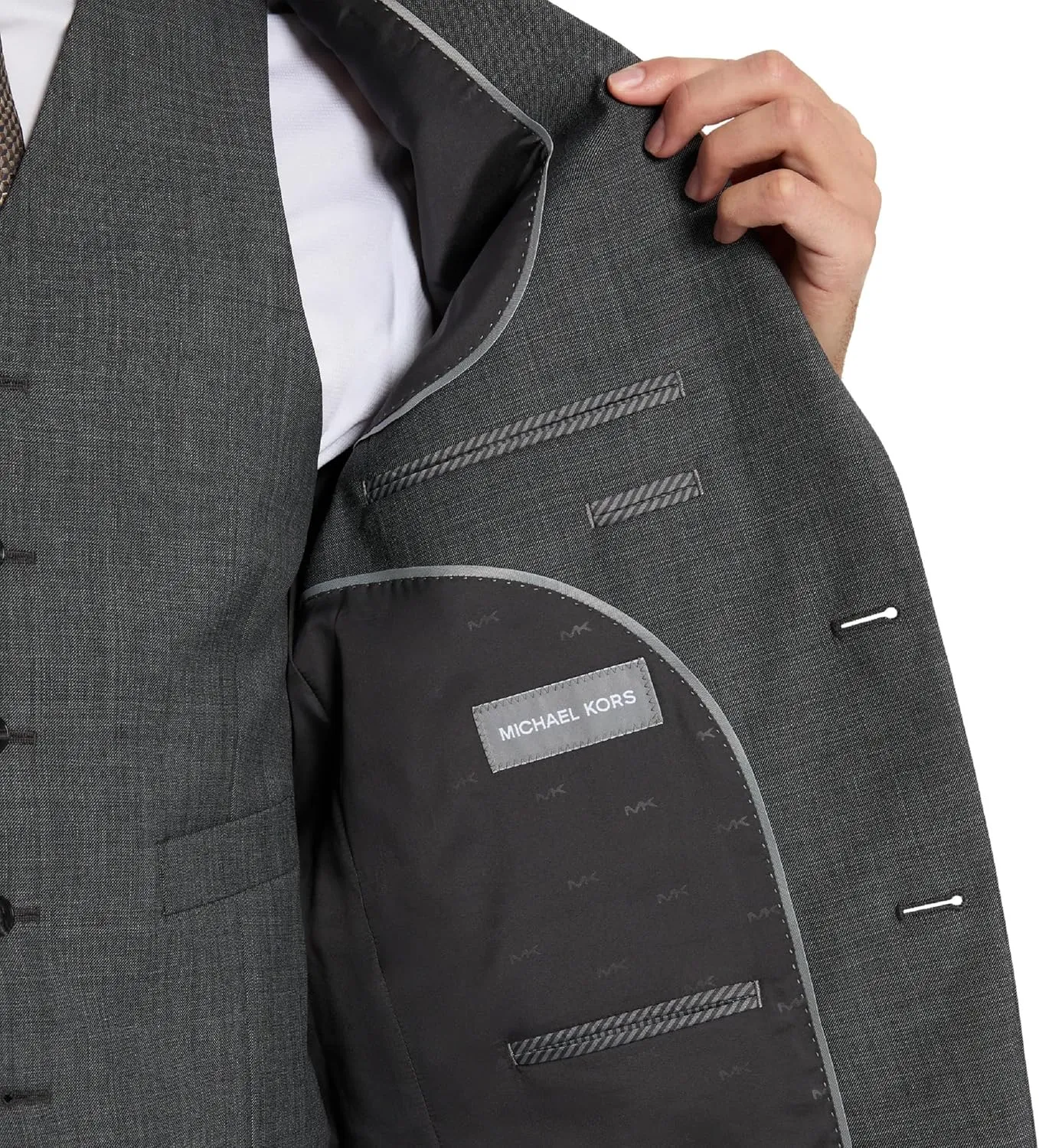 Michael Kors Mens 3-Piece Classic Fit Suit Separates | Blazer, Vest & Pants, Perfect for Weddings, Proms & Formal Events