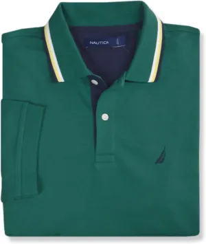 Nautica Mens Classic Fit Cotton Blend Smooth Mesh Performance Polo Shirt,