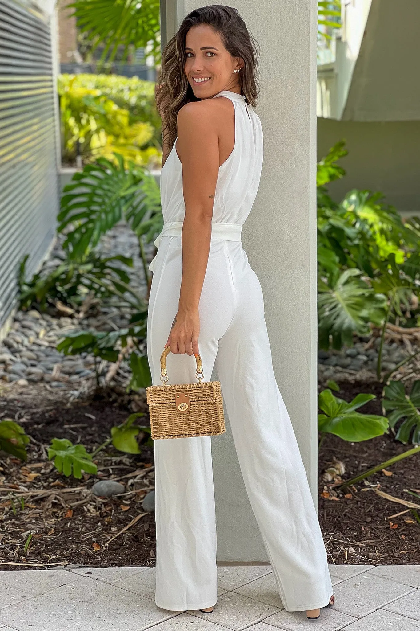 Off White Halter Neck Jumpsuit