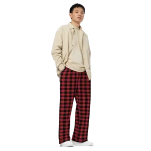 Red and Black Plaid Wide Leg Pants