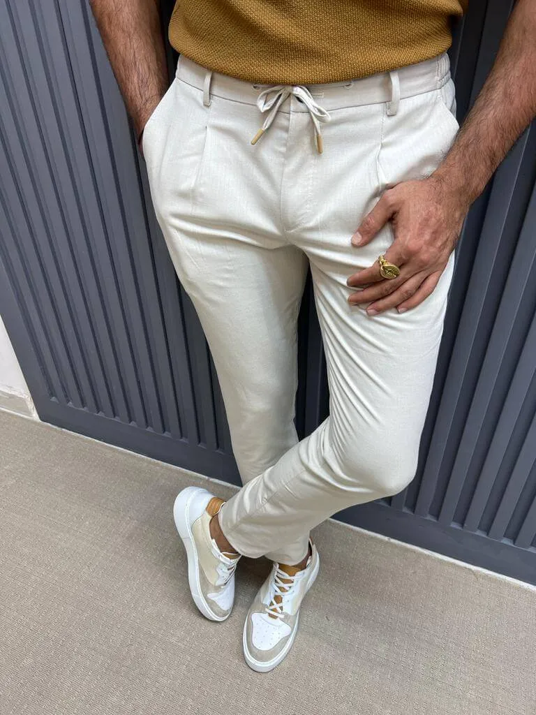 Rope Detail Beige Pants