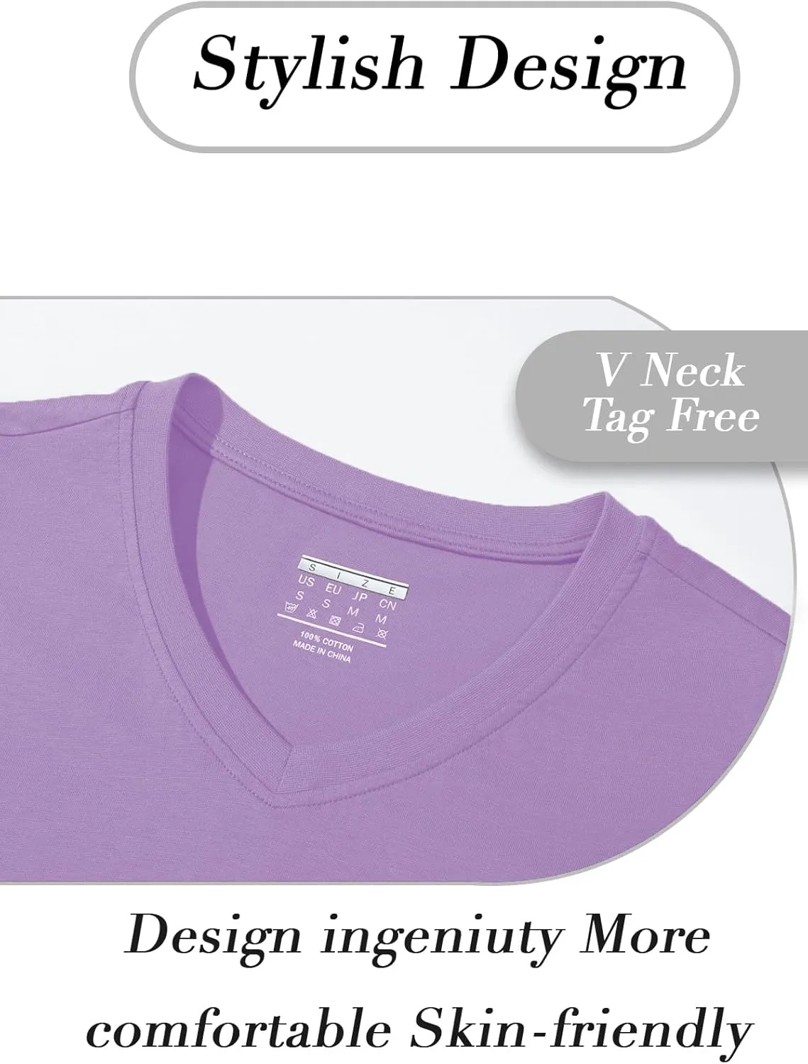 SMENG Women's Cotton V Neck T-Shirt Short Sleeve Solid Color Tee Casual Fit Tee Breathable Summer Fashion Tops