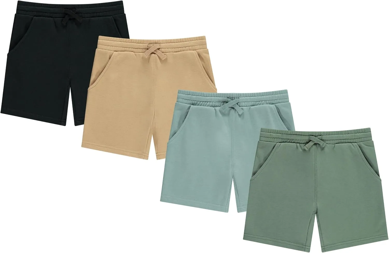 STITCH & STONE Boys 4-Pack French Terry Shorts  Soft & Breathable Cotton Lounge Shorts with Elastic Waist & Drawstring