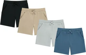 STITCH & STONE Boys 4-Pack French Terry Shorts  Soft & Breathable Cotton Lounge Shorts with Elastic Waist & Drawstring