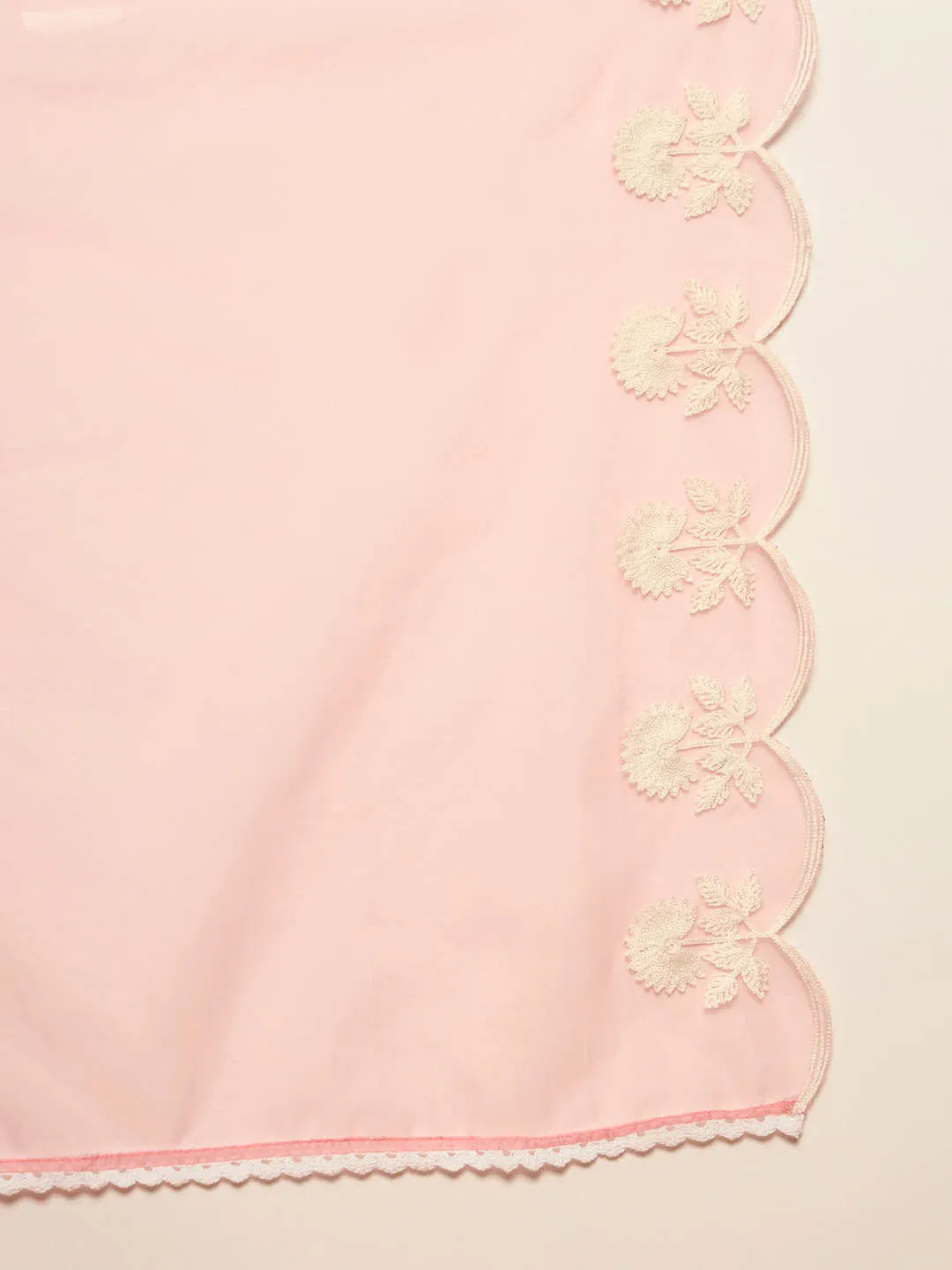 Women Peach Silk Blend Solid Embroidered A-Line Kurta Trouser With Dupatta