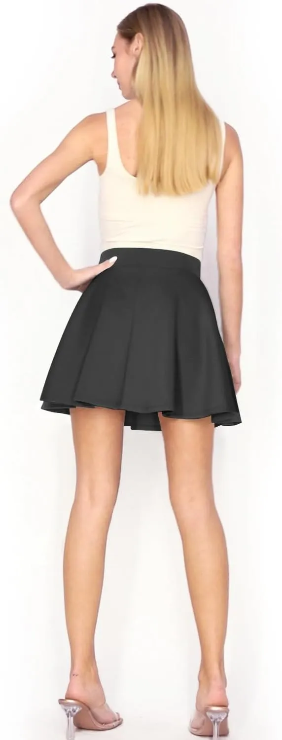 Women's Basic Versatile Stretchy Flared Skater Skirt (S-XL)