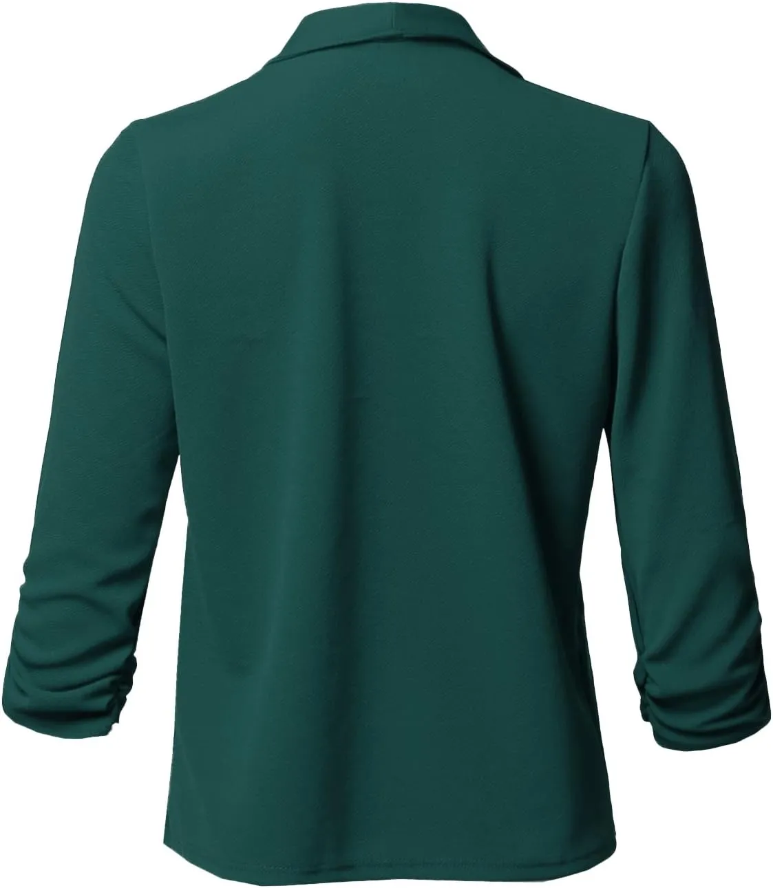 Women's Stretch 3/4 Gathered Sleeve Open Blazer Jacket
