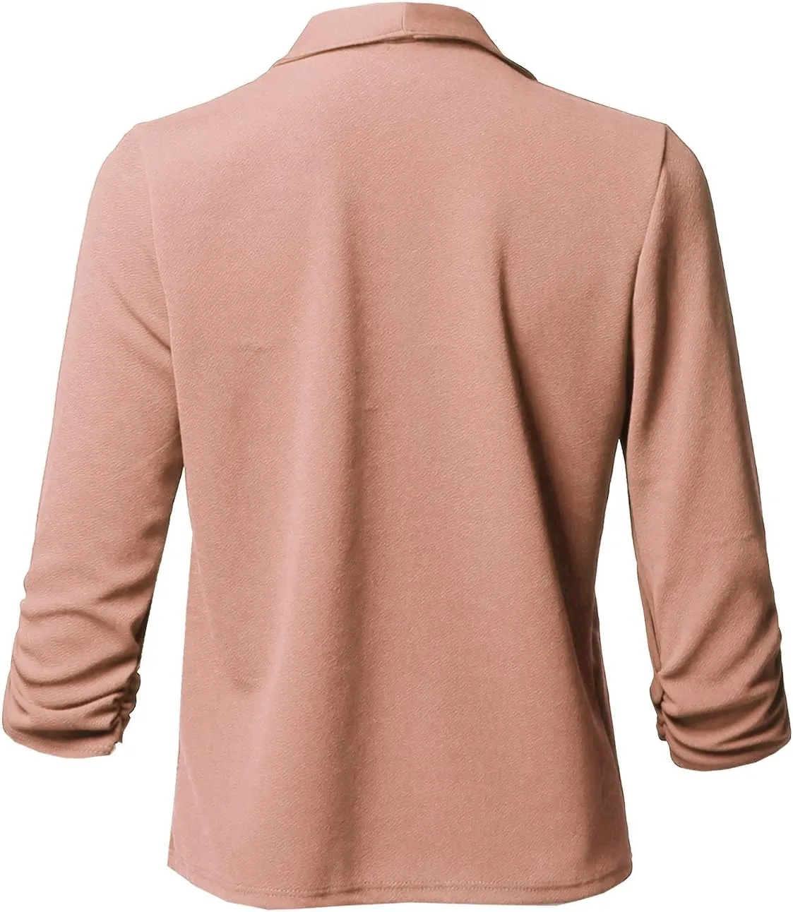 Women's Stretch 3/4 Gathered Sleeve Open Blazer Jacket