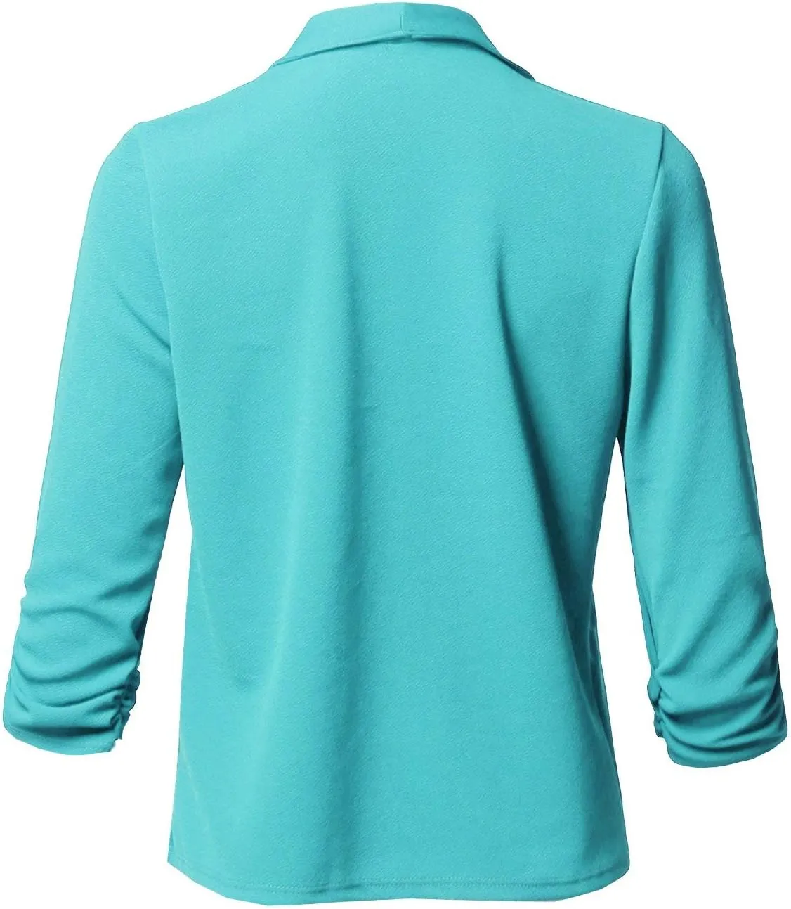 Women's Stretch 3/4 Gathered Sleeve Open Blazer Jacket