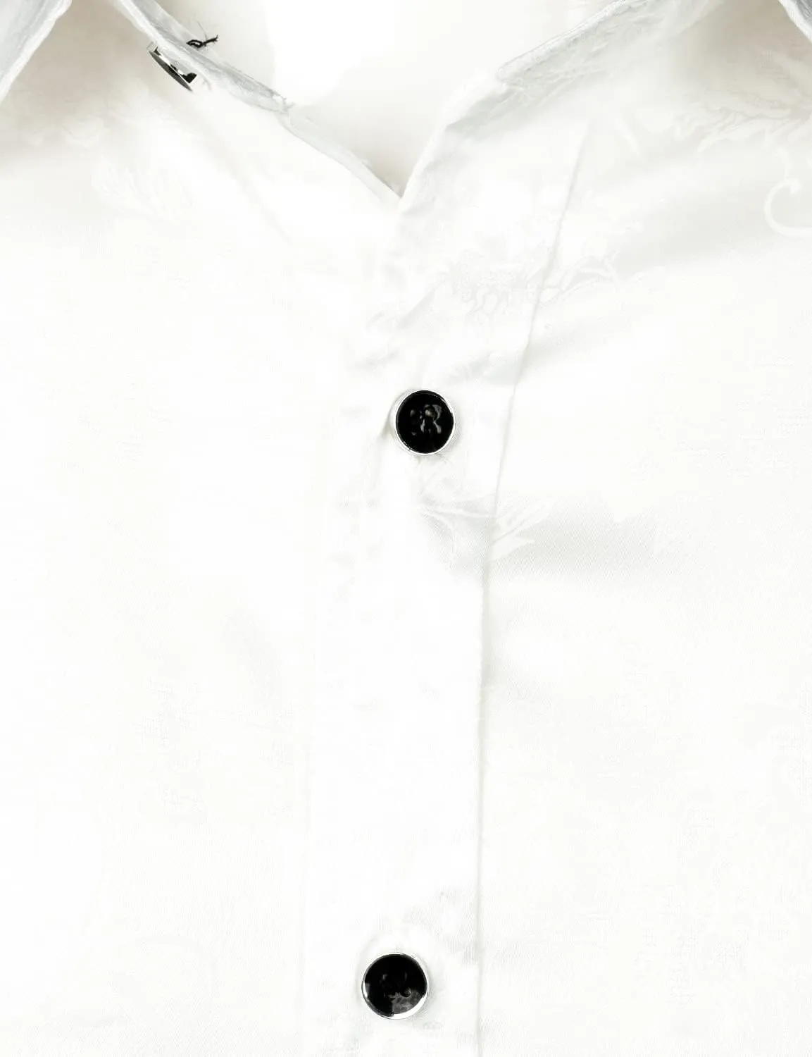 ZEROYAA Men's Hipster Jacquard Long Sleeve Satin Silk Like Button Up Dress Shirts for Party Prom